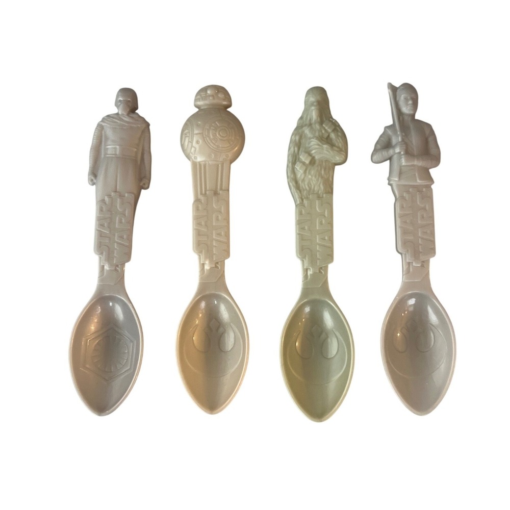 Star Wars Cereal Spoons Set 4 Kylo Ren BB-8 Chewbacca Rey General Mills Promo
